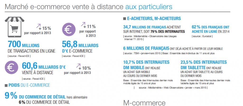 chiffre d'affaires du e-commerce 2014 (marché: France)