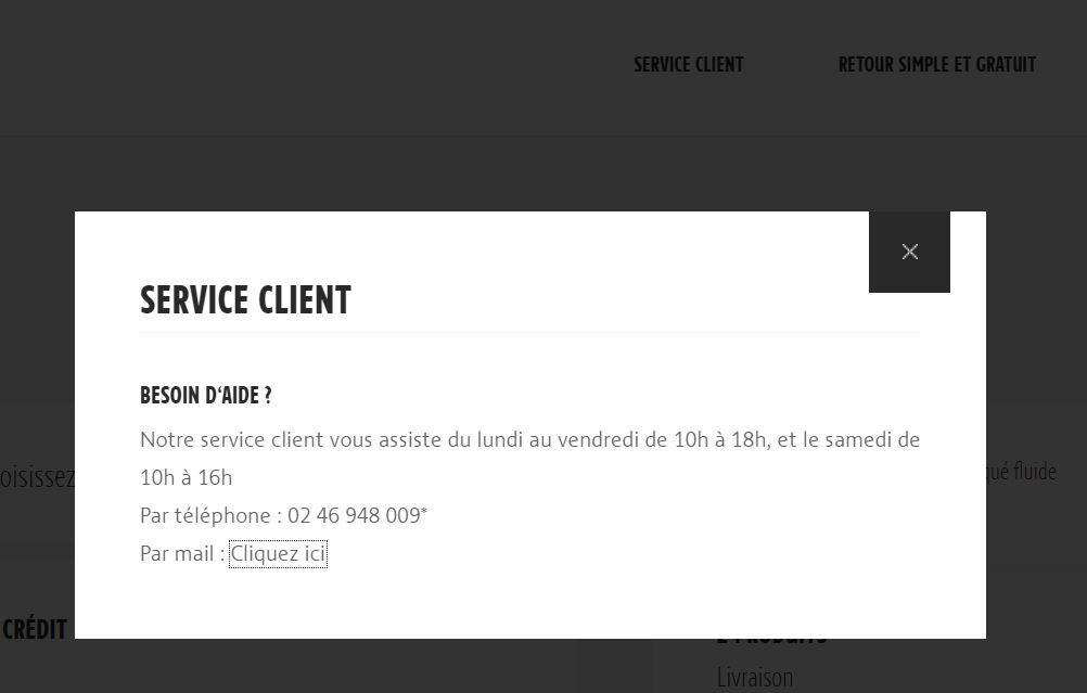 exemple élément de rassurance e-commerce service client