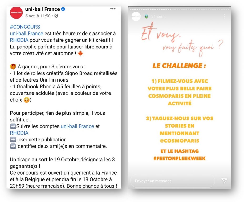 bonnes pratiques jeu instagram Uni-ball et Cosmoparis