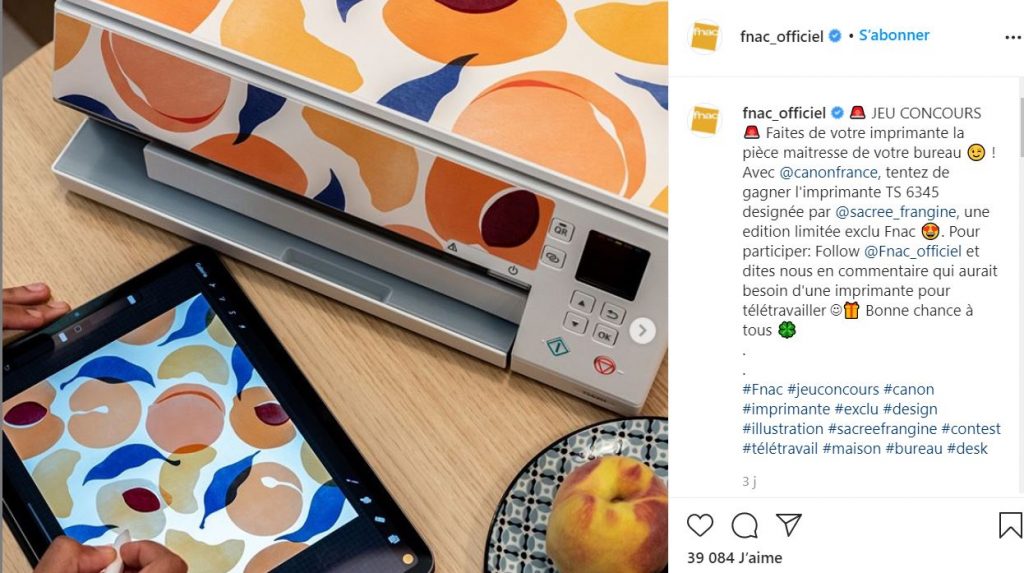 exemple jeu concours instagram Fnac