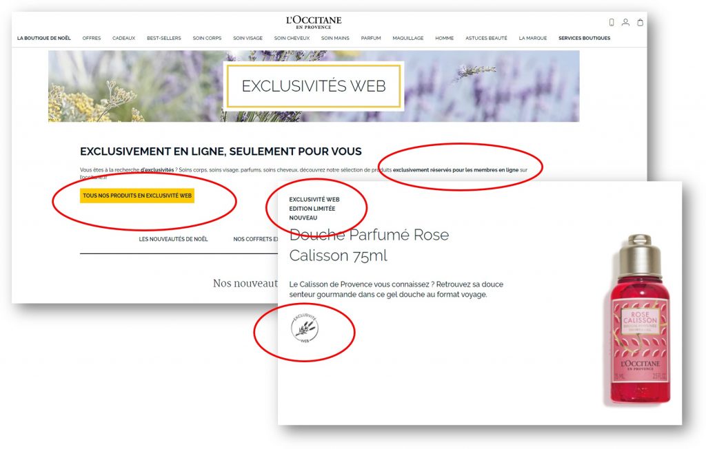 exclusivité web l'exemple de l'occitane