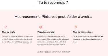 Page de vente copywriting pour une formation Pinterest