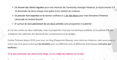 Page de vente copywriting pour une formation Pinterest