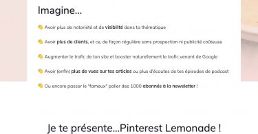 Page de vente copywriting pour une formation Pinterest