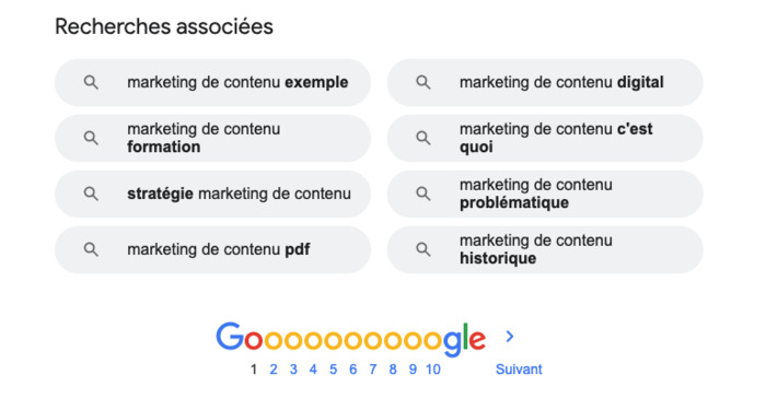 recherches associées Google