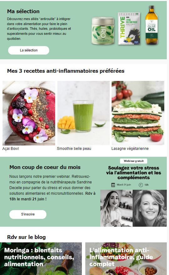 Une newsletter mêlant images et texte