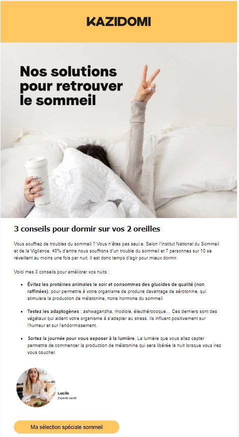 Un e-mail informatif avec un contenu pertinent chez Kazidomi