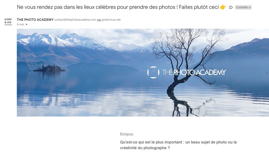 Un objet d'e-mail avec une bonne accroche - The Photo Academy