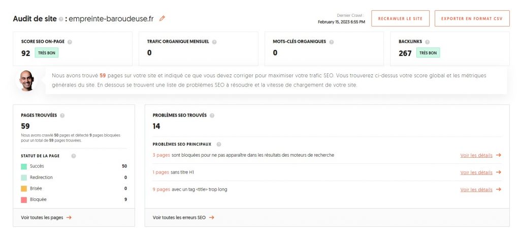 Un exemple d'audit de site avec Ubersuggest