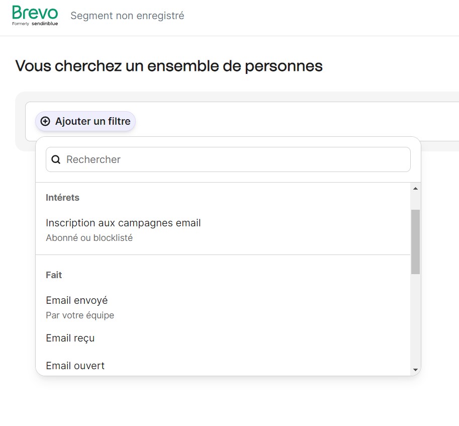 Les filtres de segmentation marketing de Brevo