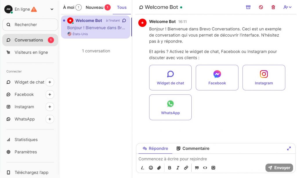 L'outil de chat de Brevo